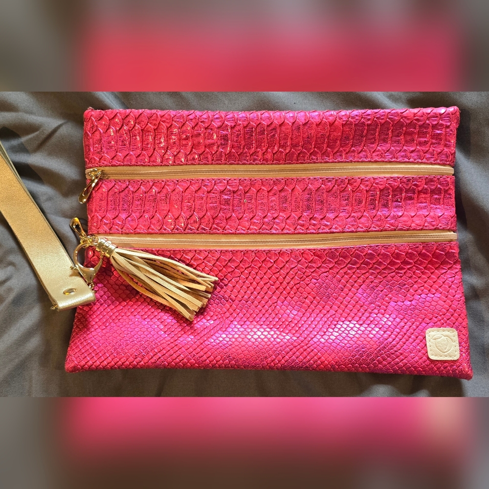 Pink Snake Print Makeup Bag